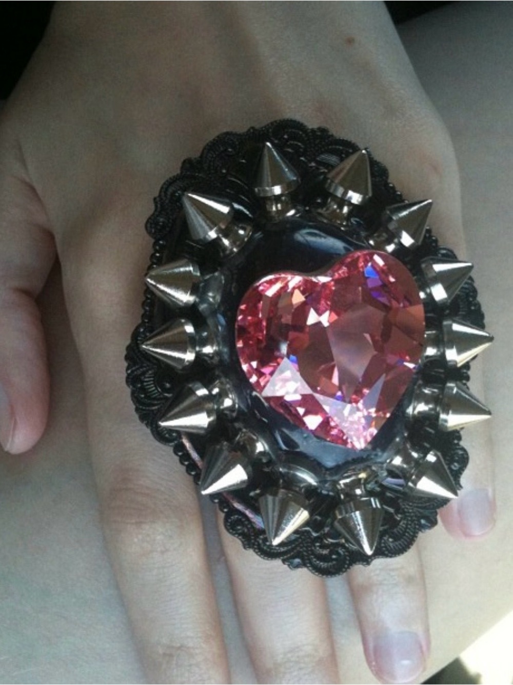 ISO heart spiked ring